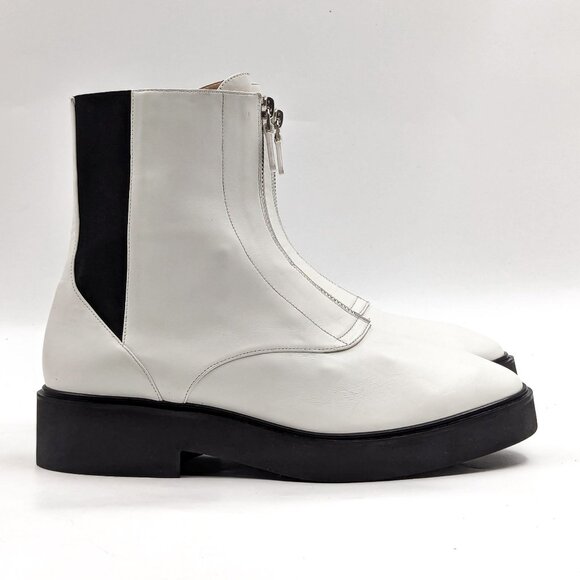 Stuart Weitzman Women Lodge White Leather Front Zip Festival Boots size 7.5 - Picture 8 of 9